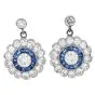 Estate Sapphire Diamond Platinum Floral Drop Earrings|Dover Jewelry|