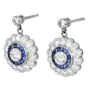 Estate Sapphire Diamond Platinum Floral Drop Earrings|Dover Jewelry|