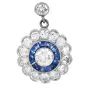 Estate Sapphire Diamond Platinum Floral Drop Earrings|Dover Jewelry|