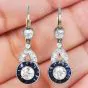 Vintage Old Mine Diamond Sapphire Platinum Drop Earrings|Dover Jewelry|