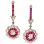 Vintage Diamond 1.60cts  Ruby 18K Gold Flower Earrings|Dover Jewelry|