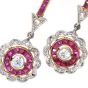 Vintage Diamond 1.60cts  Ruby 18K Gold Flower Earrings|Dover Jewelry|