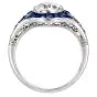 Deco Old Cut Diamond 2.47cttw Sapphire Platinum Halo Engagement Ring