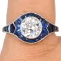 Deco Old Cut Diamond 2.47cttw Sapphire Platinum Halo Engagement Ring