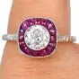 Vintage Ruby 1.63cttw Diamond Platinum Halo Engagement Ring |dover jewelry|