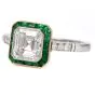  Asccher Diamond 2.12cts Emerald Halo Platinum Engagement Ring