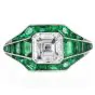 Estate Asscher Cut Diamond 5.21cts Emerald Platinum Ring|Dover Jewelry|