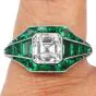 Estate Asscher Cut Diamond 5.21cts Emerald Platinum Ring|Dover Jewelry|