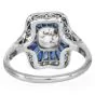 Vintage Old Cushion Diamond Sapphire Platinum Engagement Ring