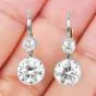 Edwardian Style 3.77ct Diamond Gold Platinum Dangle Earrings 
