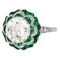  3.21 Carat Diamond & Emerald Platinum Filigree Engagement Ring