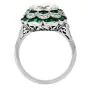  3.21 Carat Diamond & Emerald Platinum Filigree Engagement Ring