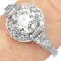Estate 1.38 carats Diamond Platinum Halo Accent Engagement Ring |Dover Jewelry|