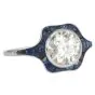 Vintage Deco Inspired Diamond 2.20cts Sapphire Platinum Halo Engagement Ring|Dover Jewelry|