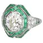 Deco European Diamond 3.91carats Emerald Platinum Cocktail Ring  |Dover Jewelry|