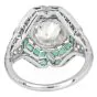 Deco European Diamond 3.91carats Emerald Platinum Cocktail Ring  |Dover Jewelry|