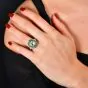 Vintage Deco Style Diamond 2.78carats Emerald Platinum Halo Engagement Ring