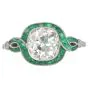 Vintage Deco Style Diamond 2.78carats Emerald Platinum Halo Engagement Ring|Dover Jewelry|