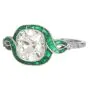 Vintage Deco Style Diamond 2.78carats Emerald Platinum Halo Engagement Ring|Dover Jewelry|