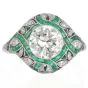 Vintage Diamond 3.25carats Emerald Platinum Filigree Engagement Ring|Dover Jewelry|