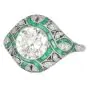 Vintage Diamond 3.25carats Emerald Platinum Filigree Engagement Ring|Dover Jewelry|
