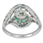 Vintage Diamond 3.25carats Emerald Platinum Filigree Engagement Ring|Dover Jewelry|