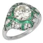 Vintage Diamond 3.25carats Emerald Platinum Filigree Engagement Ring|Dover Jewelry|
