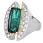 Green Tourmaline 8.06cts Diamond Platinum 18K Gold Sculptural Ring