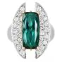 Green Tourmaline 8.06cts Diamond Platinum 18K Gold Sculptural Ring