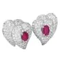 GIA N0-Heat 11.20cts Ruby Diamond Heart Cluster Dome Platinum Clip-on Earrings 