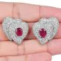 GIA N0-Heat 11.20cts Ruby Diamond Heart Cluster Dome Platinum Clip-on Earrings 