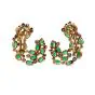 Vintage 10.84ct Diamond & Colombian  Emerald 18K Gold Earrings