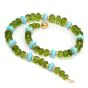 Estate 5.76 ct Diamond Peridot Beads Turquoise Rondelles 14K Gold Necklace