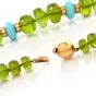 Estate 5.76 ct Diamond Peridot Beads Turquoise Rondelles 14K Gold Necklace