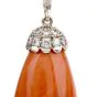 Vintage Large Red Coral Diamond 18K Pendant-Enhancer 