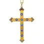 Antique Sapphire & Seed Pearl 14K Gold Cross Pendant