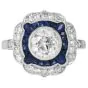1.42ct Old European Cut Diamond & Sapphire Engagement Platinum Ring