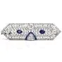 Antique Art Deco Diamond Sapphire Platinum Pin Brooch