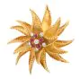 Hammerman Vintage Diamond Ruby Floral Pinwheel 18K Brooch Pin