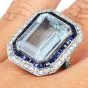 Estate 11.50cts Aquamarine Sapphire Platinum Cocktail Ring|Dover Jewelry|