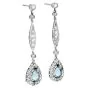 Estate Aquamarine Diamond Platinum Tear Drop Earrings