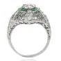 Vintage Emerald Diamond Platinum Dome Cocktail Ring