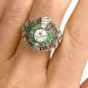 Vintage Emerald Diamond Platinum Dome Cocktail Ring