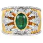  Mario Buccellati Emerald Diamond 18K Wide Statement Ring