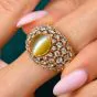 Buccellati Vintage Cat's Eye Chrysoberyl Diamond 18K Cocktail Dome Ring |Dover Jewelry|
