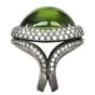 GIA Certified Cabochon Peridot Diamond 18K Gold Halo Large Cocktail Ring