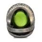 GIA Certified Cabochon Peridot Diamond 18K Gold Halo Large Cocktail Ring