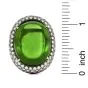GIA Certified Cabochon Peridot Diamond 18K Gold Halo Large Cocktail Ring