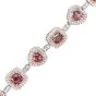 GIA Fancy Pink Diamond 9.49cts Cushion Heart 18K Gold Tennis Bracelet