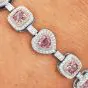 GIA Fancy Pink Diamond 9.49cts Cushion Heart 18K Gold Tennis Bracelet